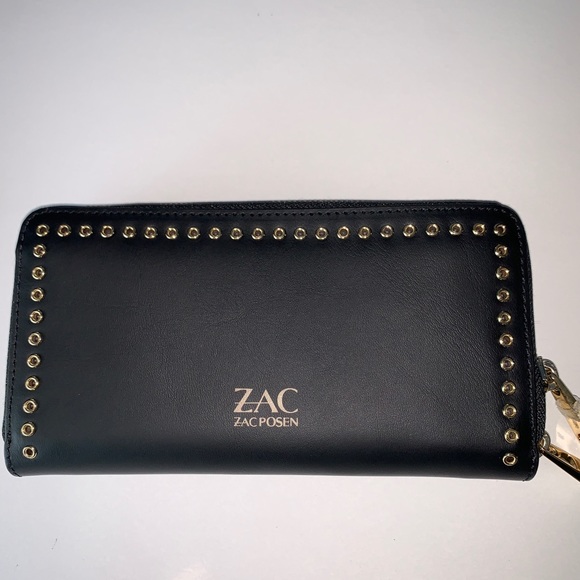 WALLET NEW ZAC POSEN Black w gold tone hardware. - Picture 1 of 4